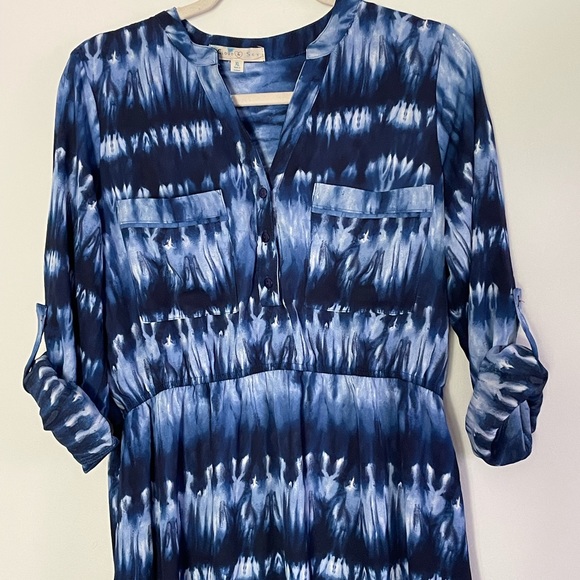 Cloud & Sky Blue Tie Dye  Shirt Dress Women's XL G44 - Picture 2 of 9